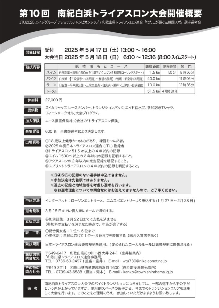 第10回南紀白浜トライアスロン大会